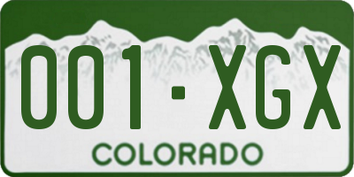 CO license plate 001XGX