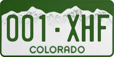 CO license plate 001XHF