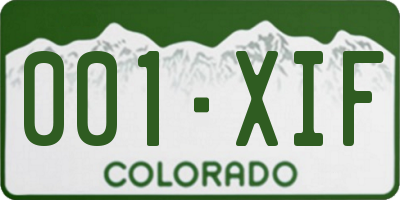 CO license plate 001XIF