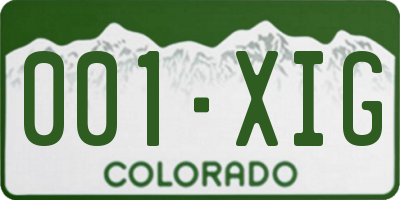 CO license plate 001XIG