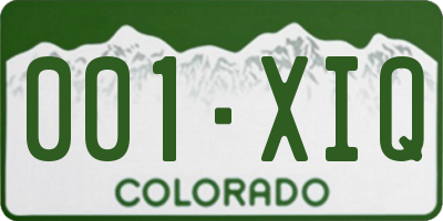 CO license plate 001XIQ