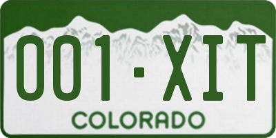 CO license plate 001XIT