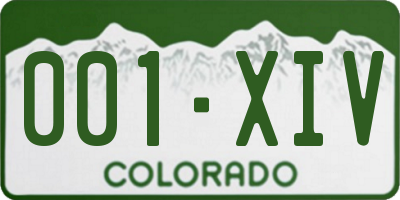 CO license plate 001XIV