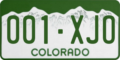 CO license plate 001XJO