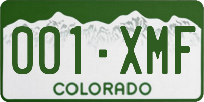 CO license plate 001XMF