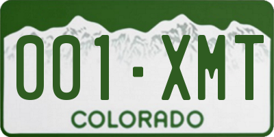 CO license plate 001XMT