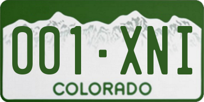 CO license plate 001XNI