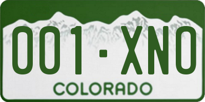 CO license plate 001XNO