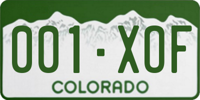 CO license plate 001XOF