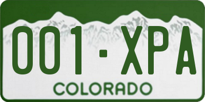 CO license plate 001XPA