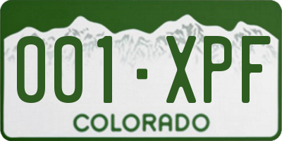 CO license plate 001XPF