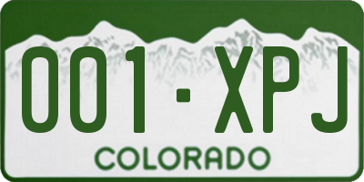 CO license plate 001XPJ