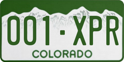 CO license plate 001XPR