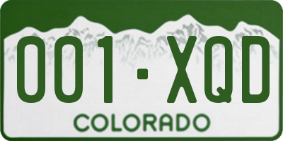CO license plate 001XQD