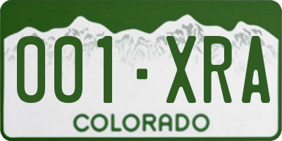 CO license plate 001XRA