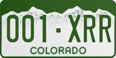 CO license plate 001XRR