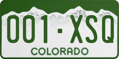 CO license plate 001XSQ
