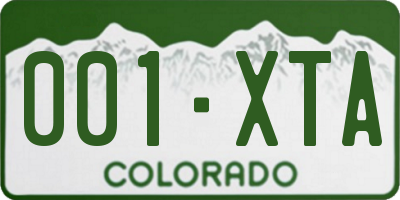 CO license plate 001XTA