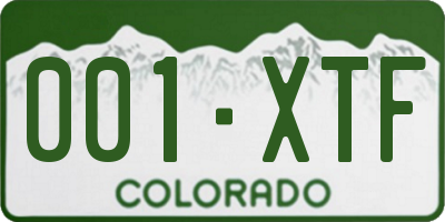 CO license plate 001XTF