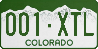 CO license plate 001XTL