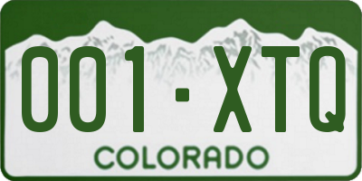 CO license plate 001XTQ