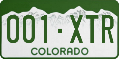 CO license plate 001XTR