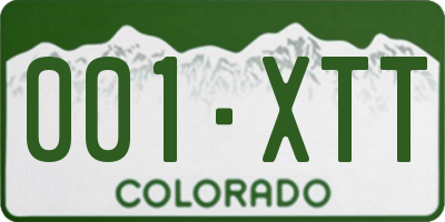 CO license plate 001XTT