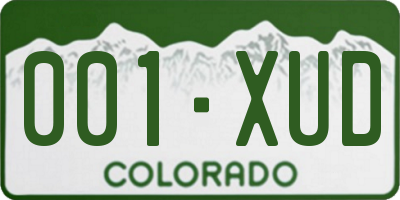 CO license plate 001XUD