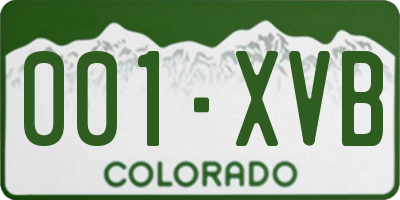 CO license plate 001XVB