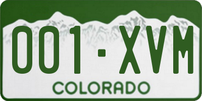 CO license plate 001XVM