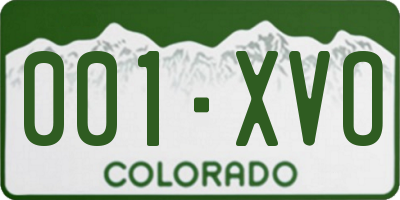CO license plate 001XVO