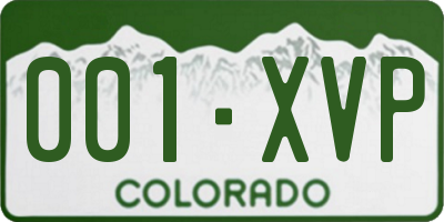 CO license plate 001XVP