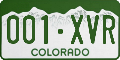 CO license plate 001XVR