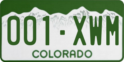 CO license plate 001XWM