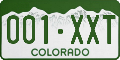 CO license plate 001XXT