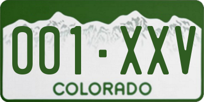 CO license plate 001XXV