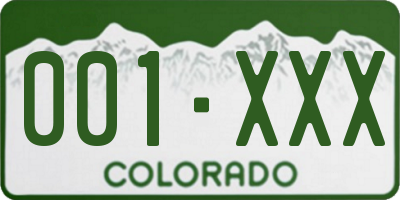 CO license plate 001XXX