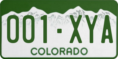 CO license plate 001XYA