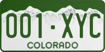 CO license plate 001XYC