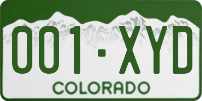 CO license plate 001XYD