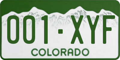 CO license plate 001XYF