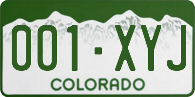 CO license plate 001XYJ