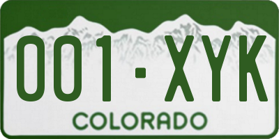 CO license plate 001XYK