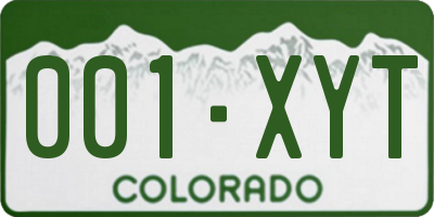 CO license plate 001XYT