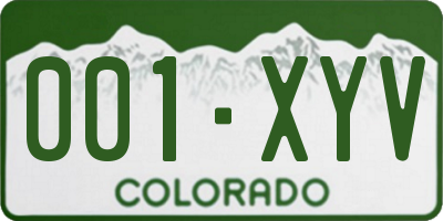 CO license plate 001XYV