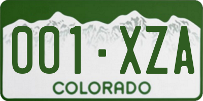 CO license plate 001XZA