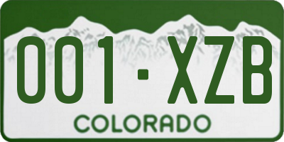 CO license plate 001XZB