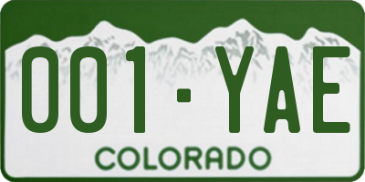CO license plate 001YAE