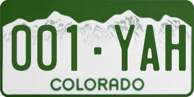 CO license plate 001YAH