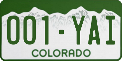 CO license plate 001YAI